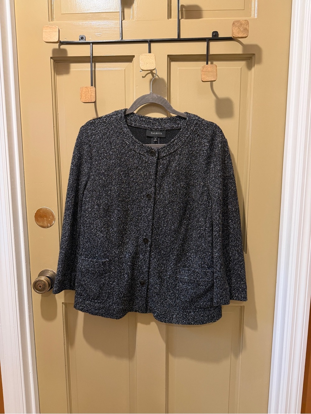 Talbots Charcoal Heather Button-Front sweater jacket